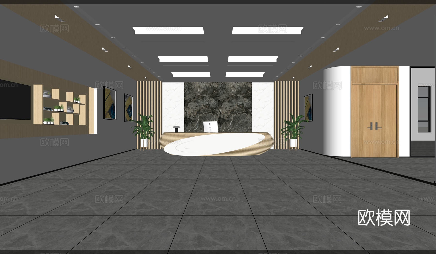 现代大厅  接待区su模型