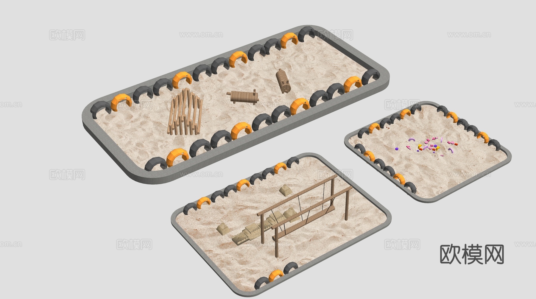 现代儿童沙池su模型