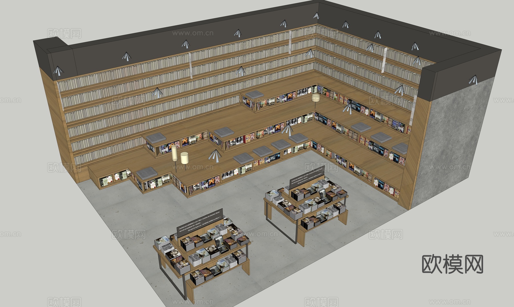 趣味阅读室书店su模型