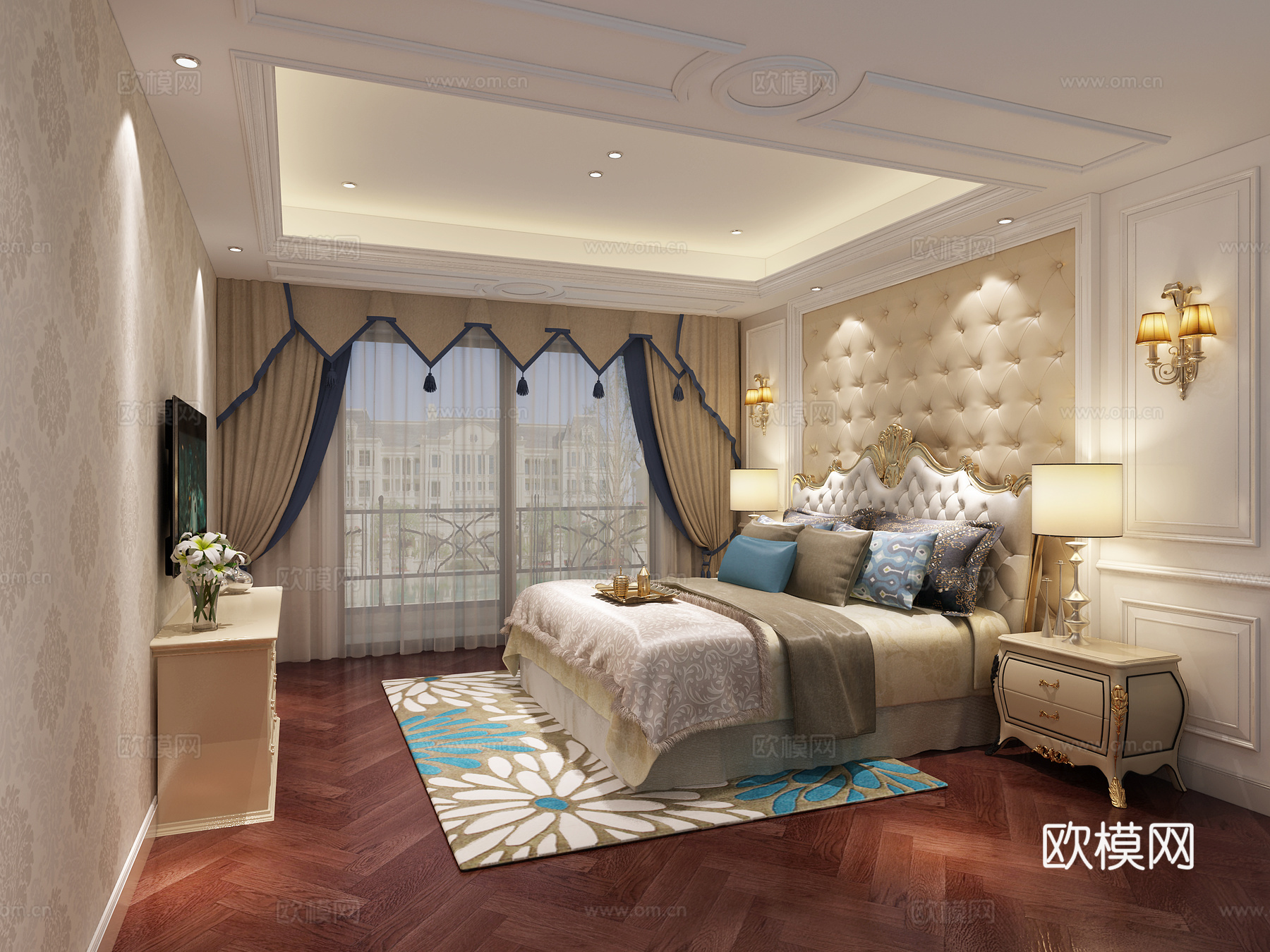 欧式古典欧式卧室床头柜3d模型下载