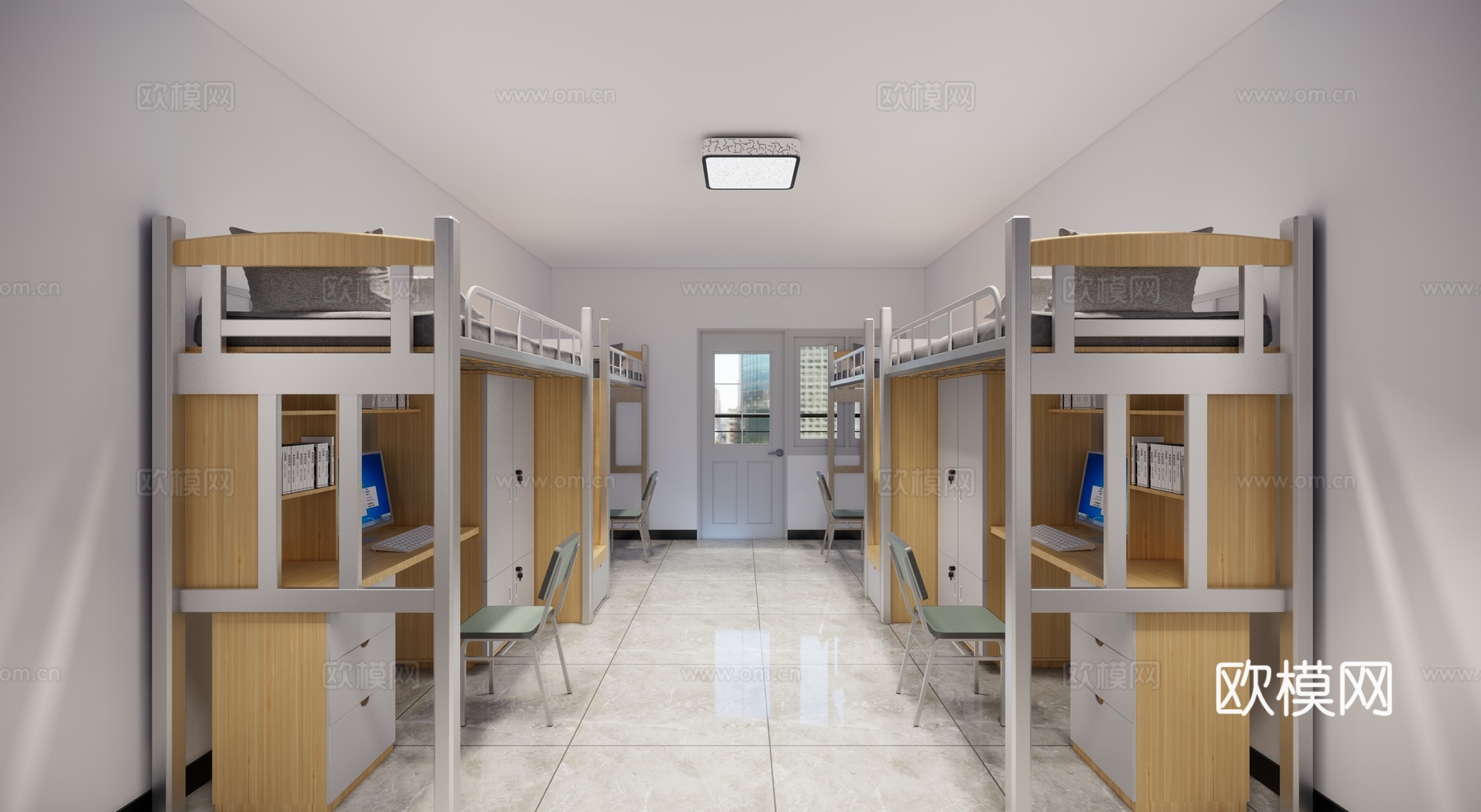 家装 床 寝室 公寓 单人间 宿舍su模型