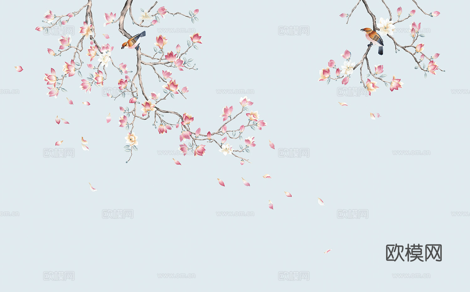 中式新中式花鸟植物壁纸壁画下载