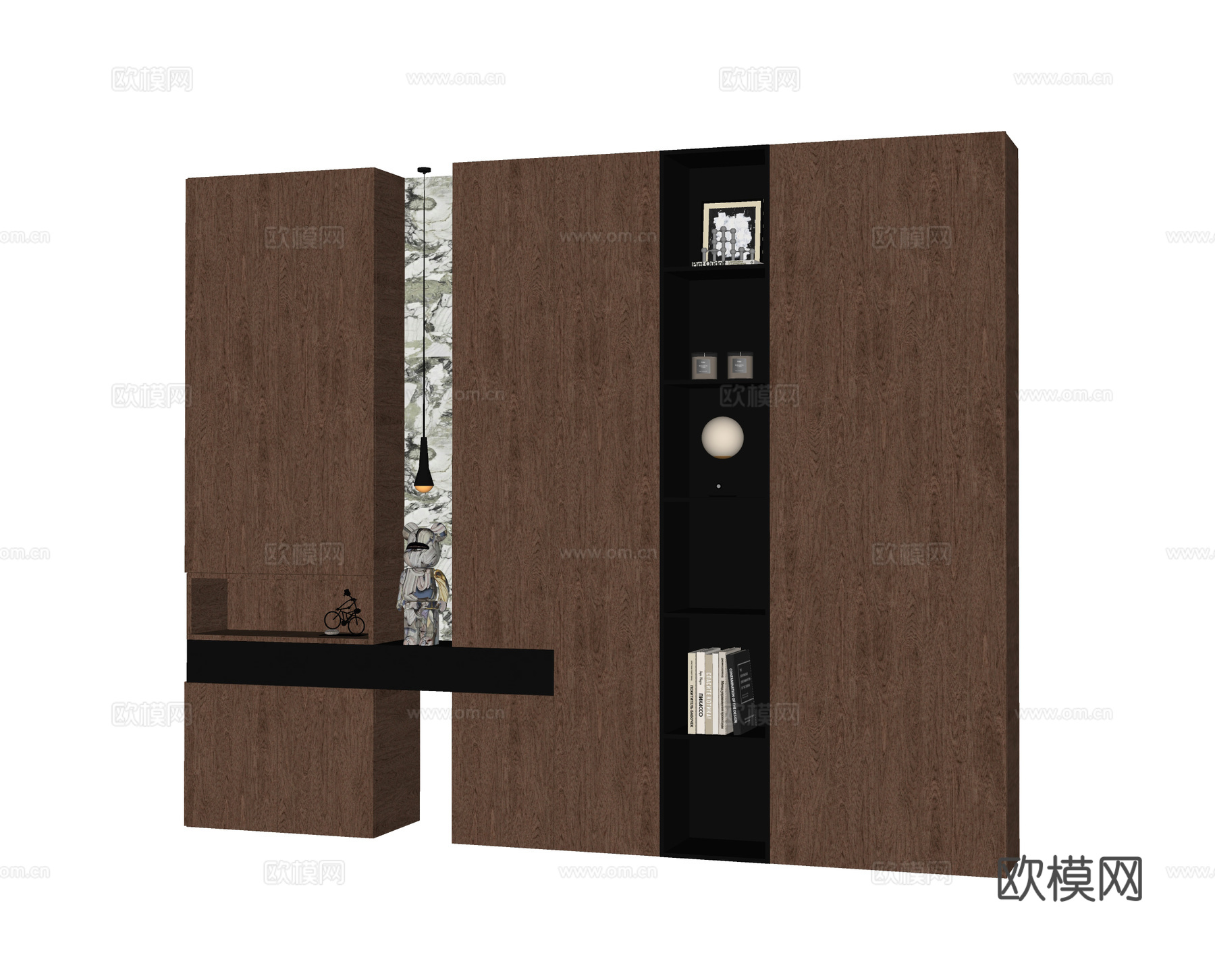 现代书柜su模型下载（渲染图2）