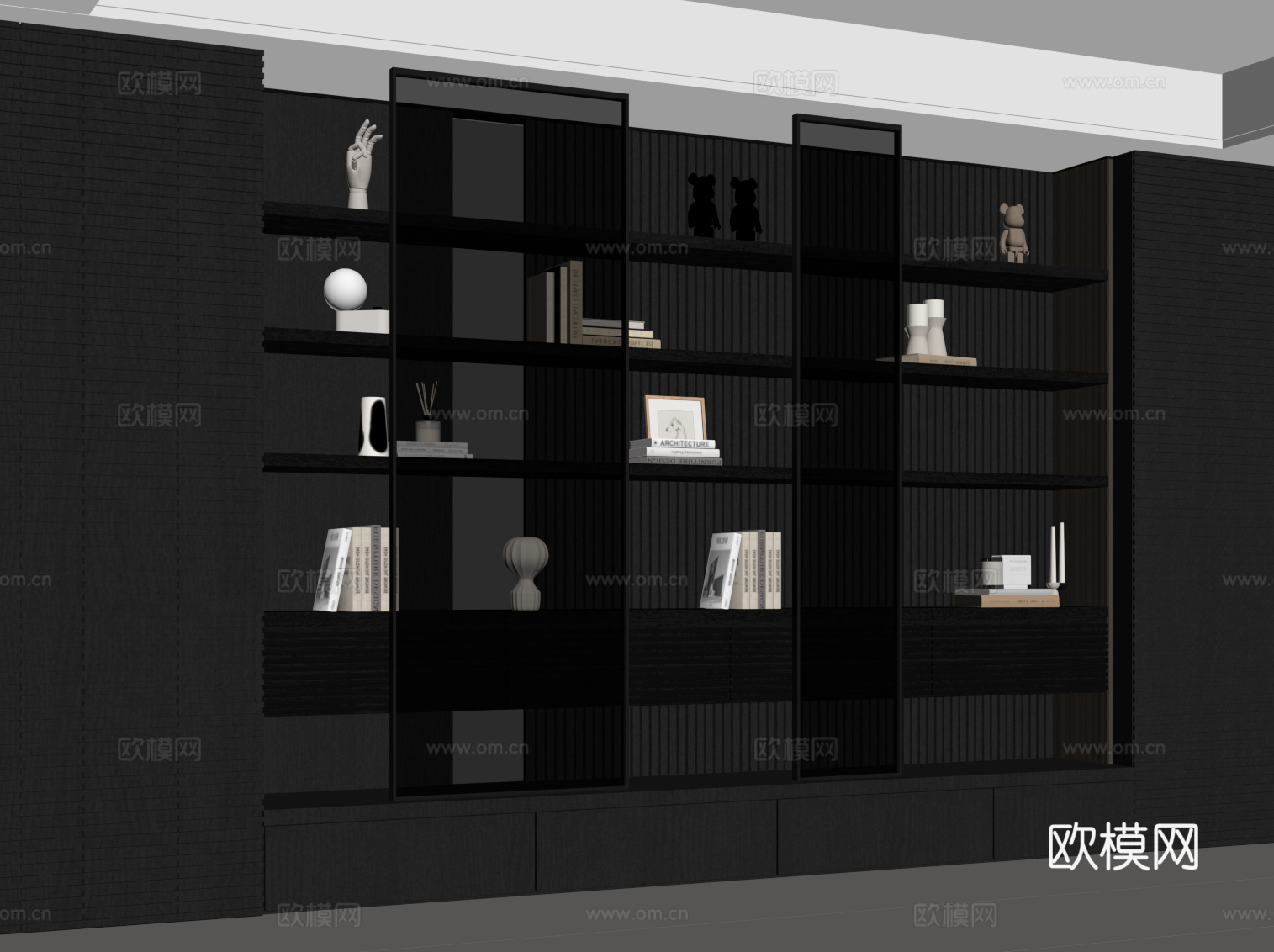 现代书柜su模型