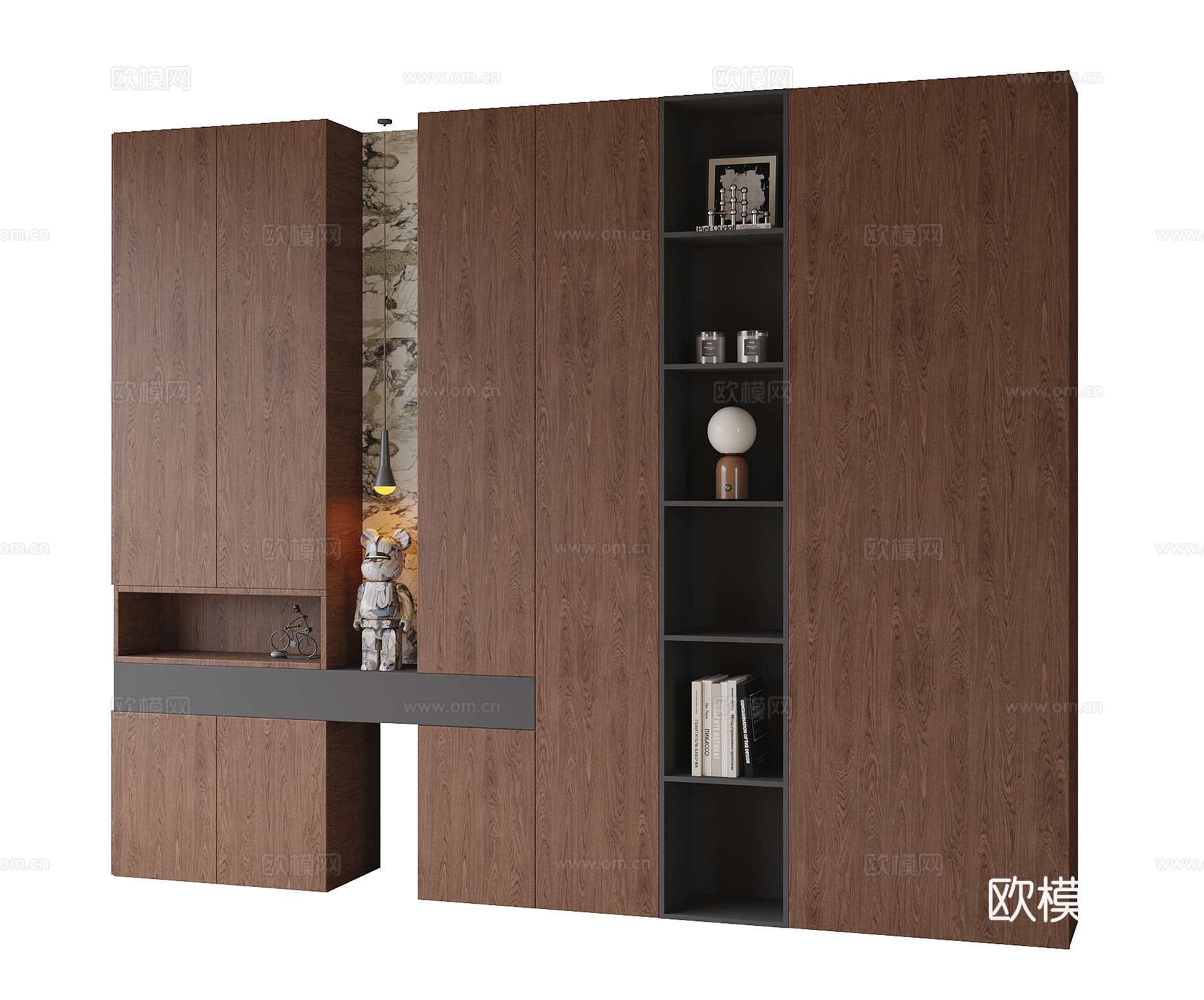 现代书柜su模型下载（渲染图1）