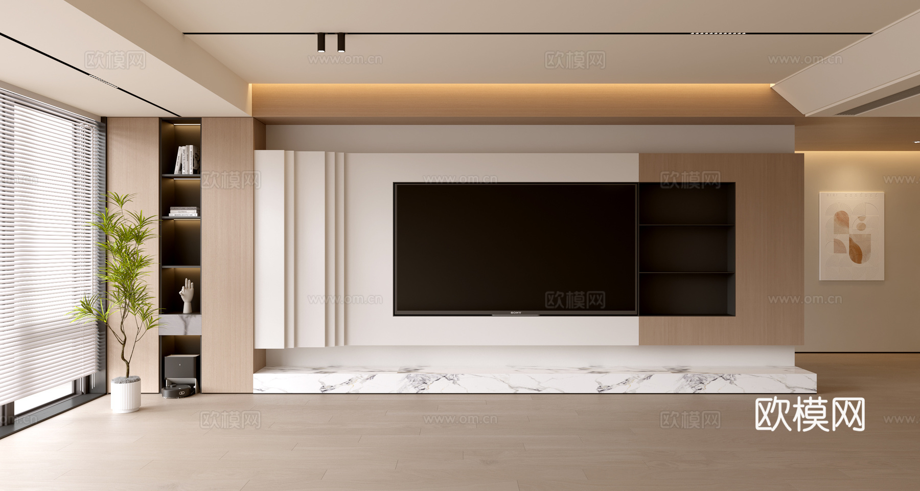 现代客厅 奶油客厅 电视背景墙 客厅背景 奶油风背景墙su模型
