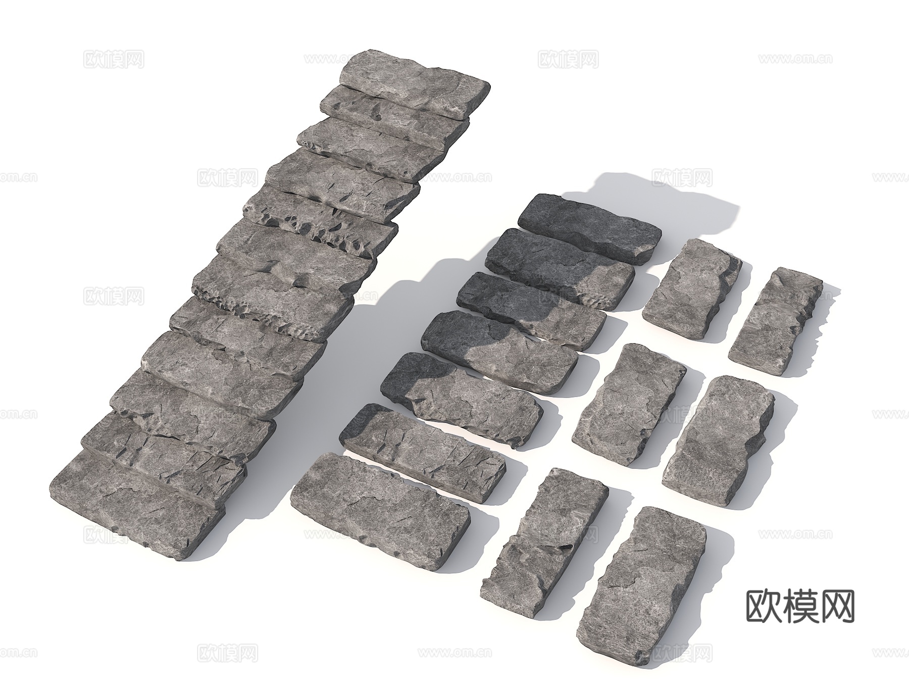 青石板台阶 公园台阶 老石板台阶 乡村毛石台阶 自然石板台阶su模型