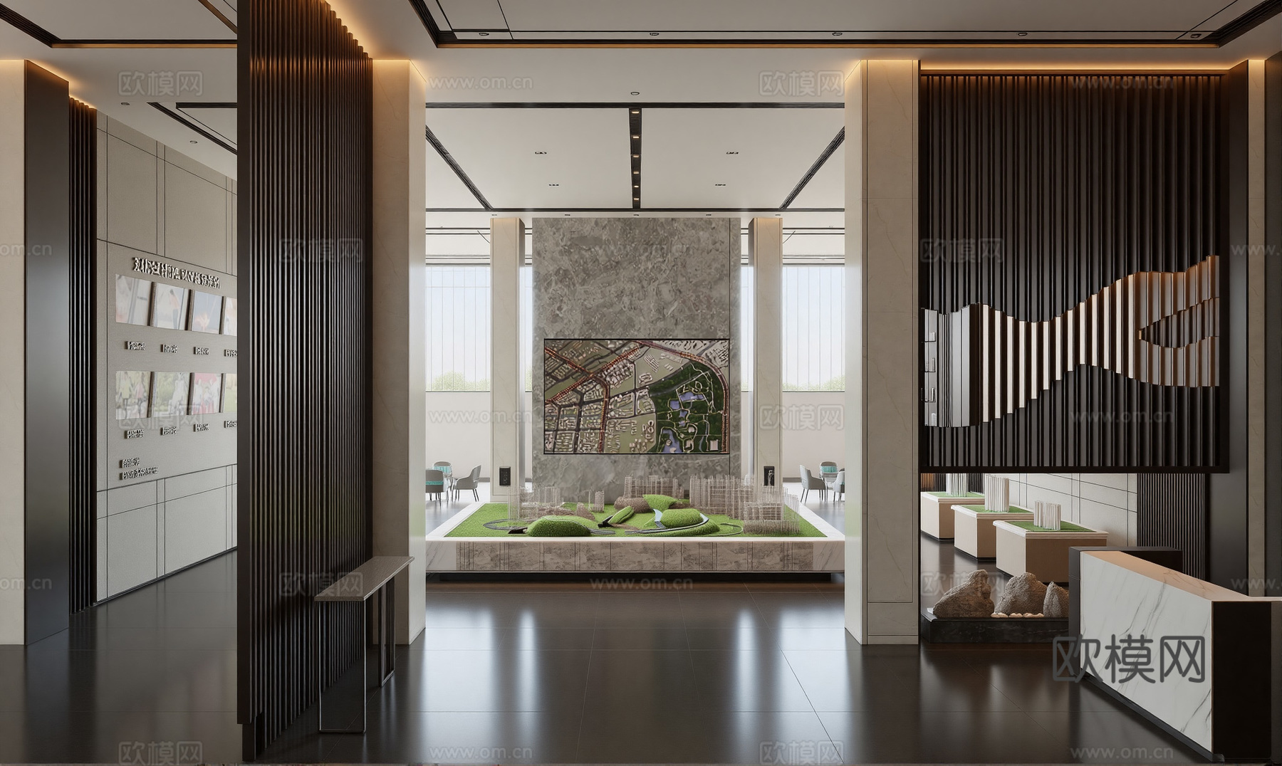 现代售楼处_沙盘区_接待区su模型