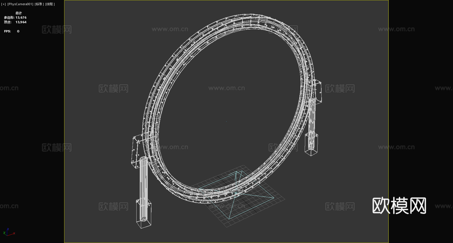 环形装置 科技门框 发光圆环 未来设备 支架结构3d模型下载（渲染图6）