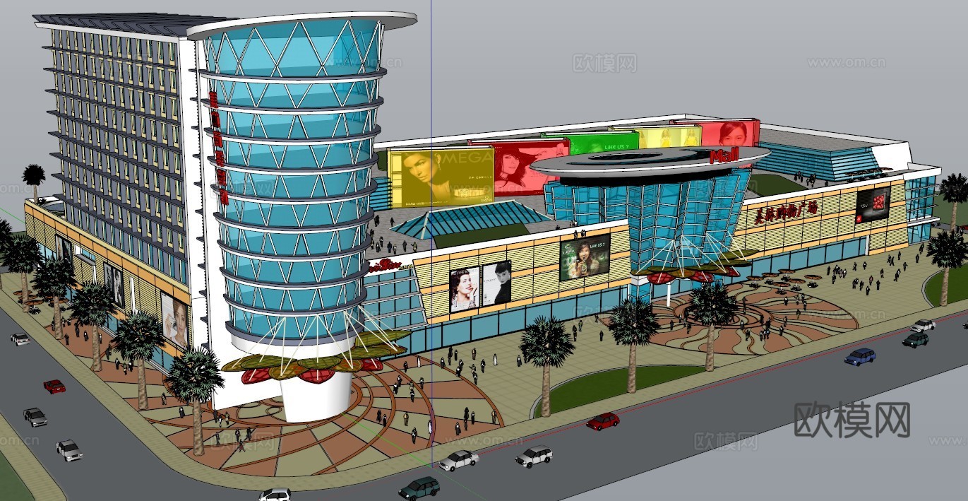 商业广场模型 园林景观模型 广场方案设计 园林方案设计su模型