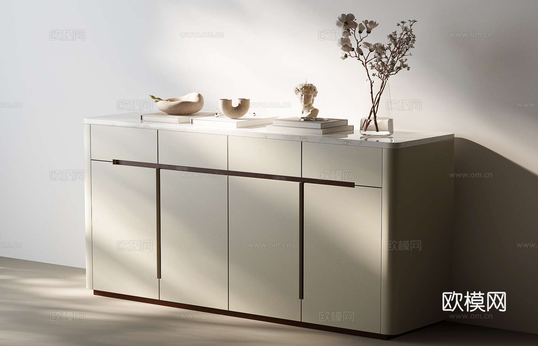 现代玄关柜 意式边柜 现代端景柜 意式端景柜 意式轻奢边柜su模型