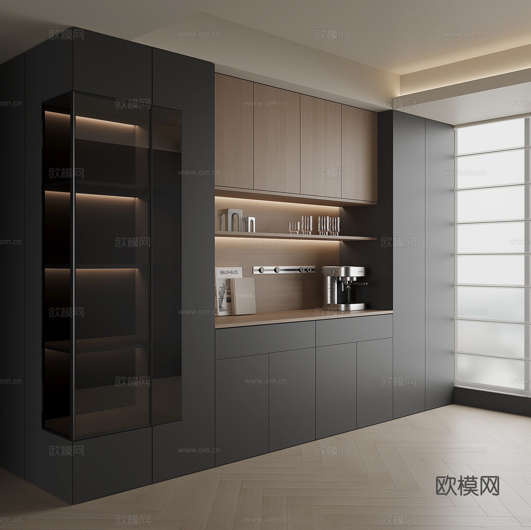 现代家居餐边柜3d模型下载