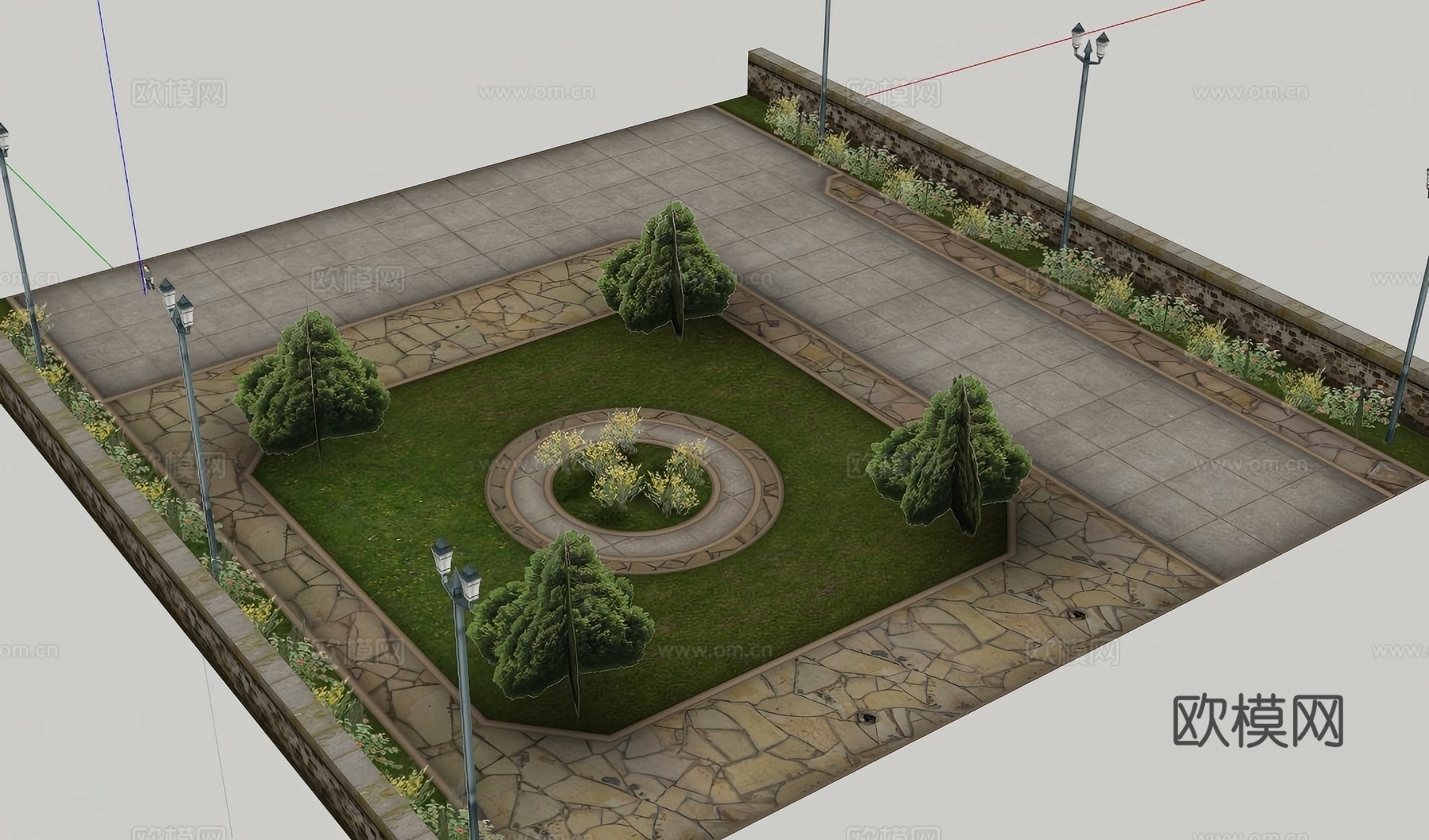 公园节点模型 园林景观模型 广场方案设计 园林方案设计su模型