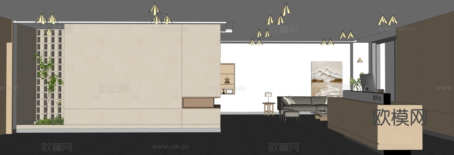 现代茶水间_接待室_休息区_前台接待su模型