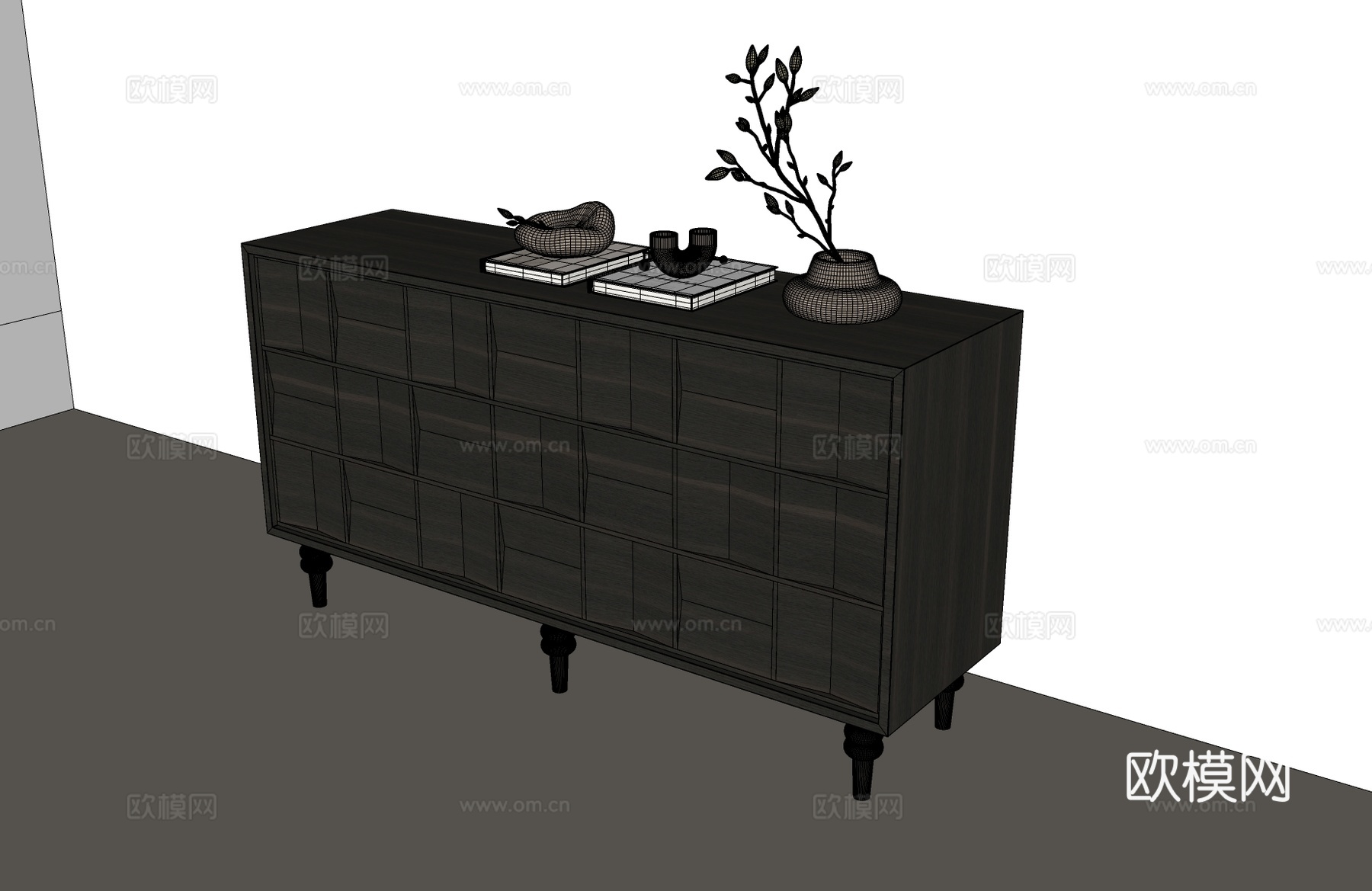 现代玄关柜 意式玄关柜 现代边柜 意式边柜 现代餐边柜su模型