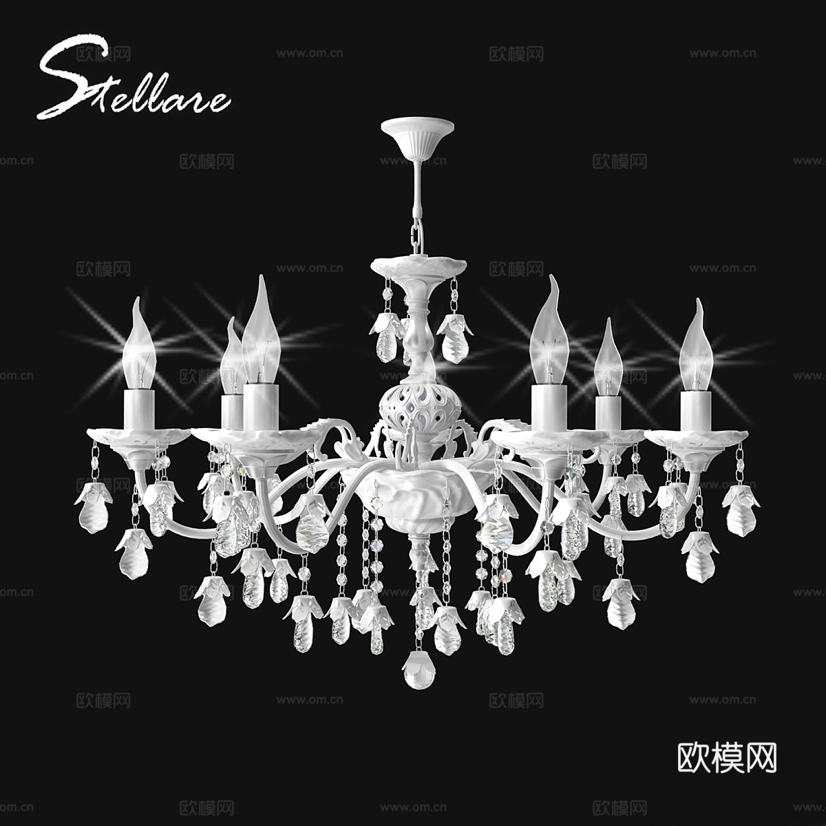 Stellare C 2328 7新古典烛台吊灯3d模型下载