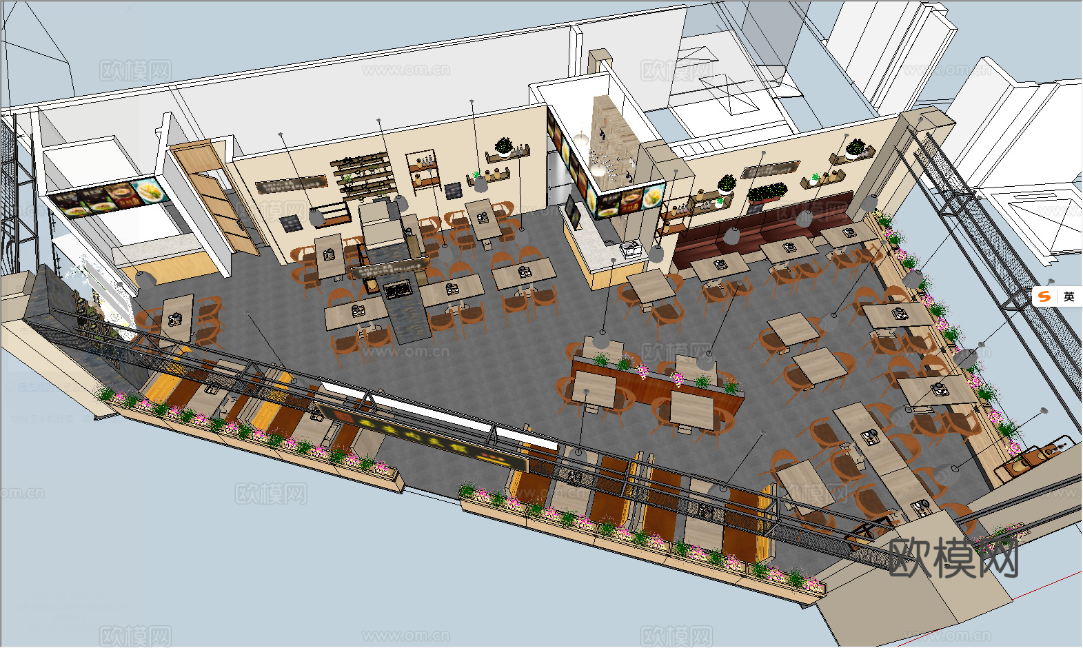 现代餐饮餐厅全案设计su模型