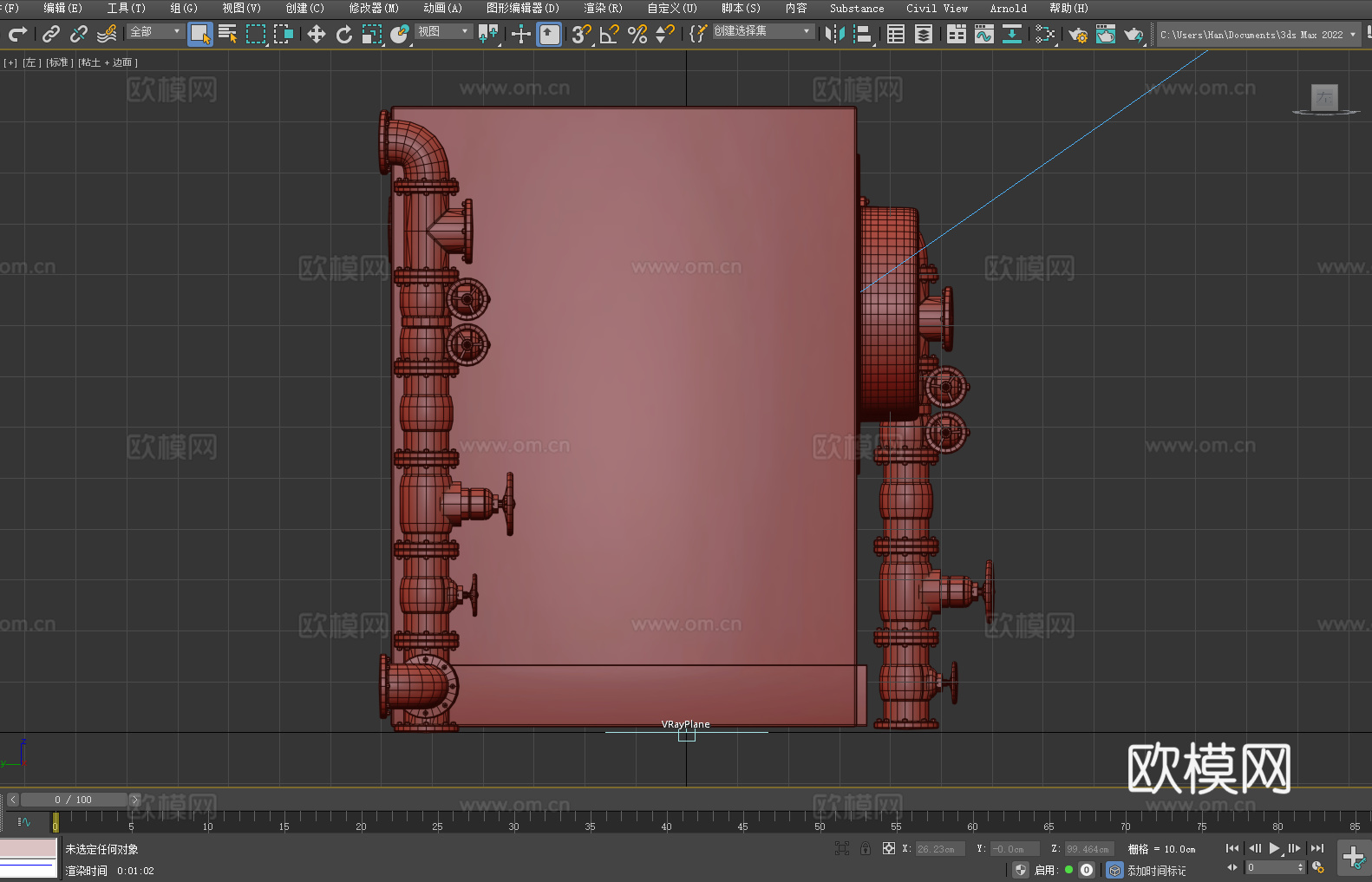 工业设备 管道装置 机械箱体 阀门组件 蒸汽朋克3d模型下载（渲染图4）