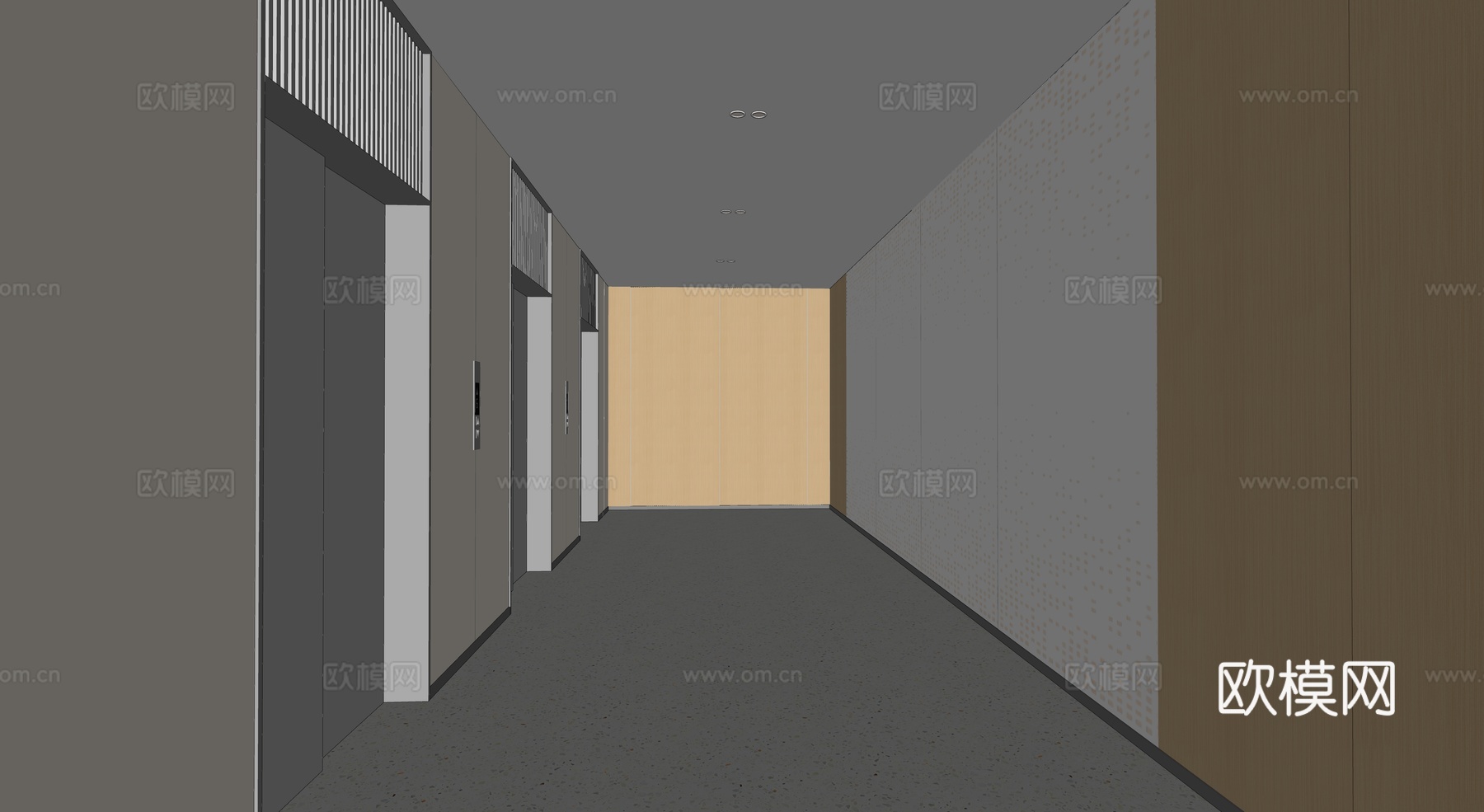 现代医院_医院电梯间_电梯间_过道su模型