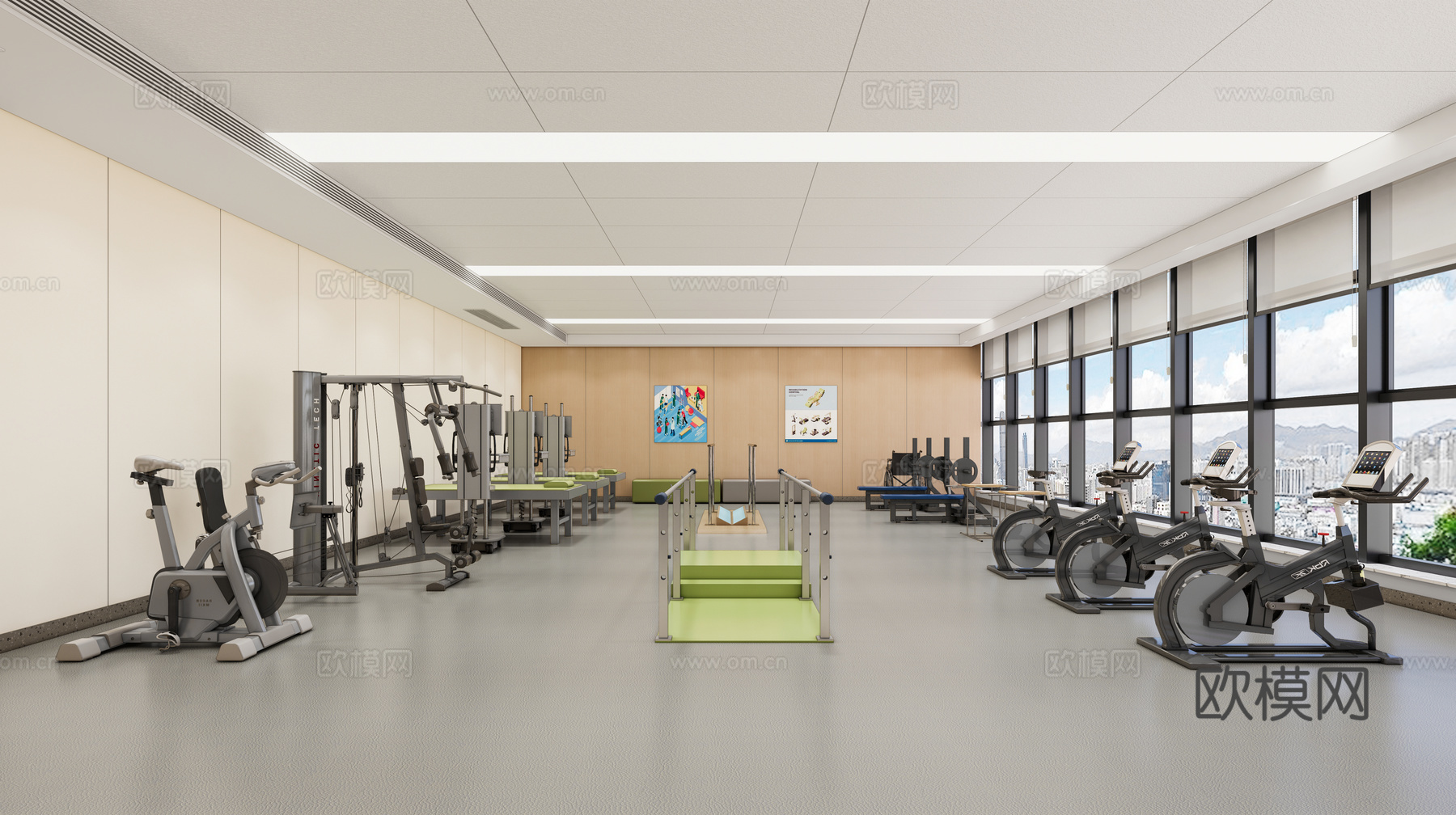 现代医院_医院康复室_养老院_康复室_健身房su模型