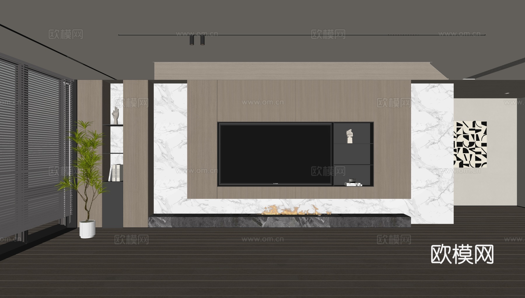 现代客厅 奶油客厅 电视背景墙 客厅背景 奶油风背景墙su模型