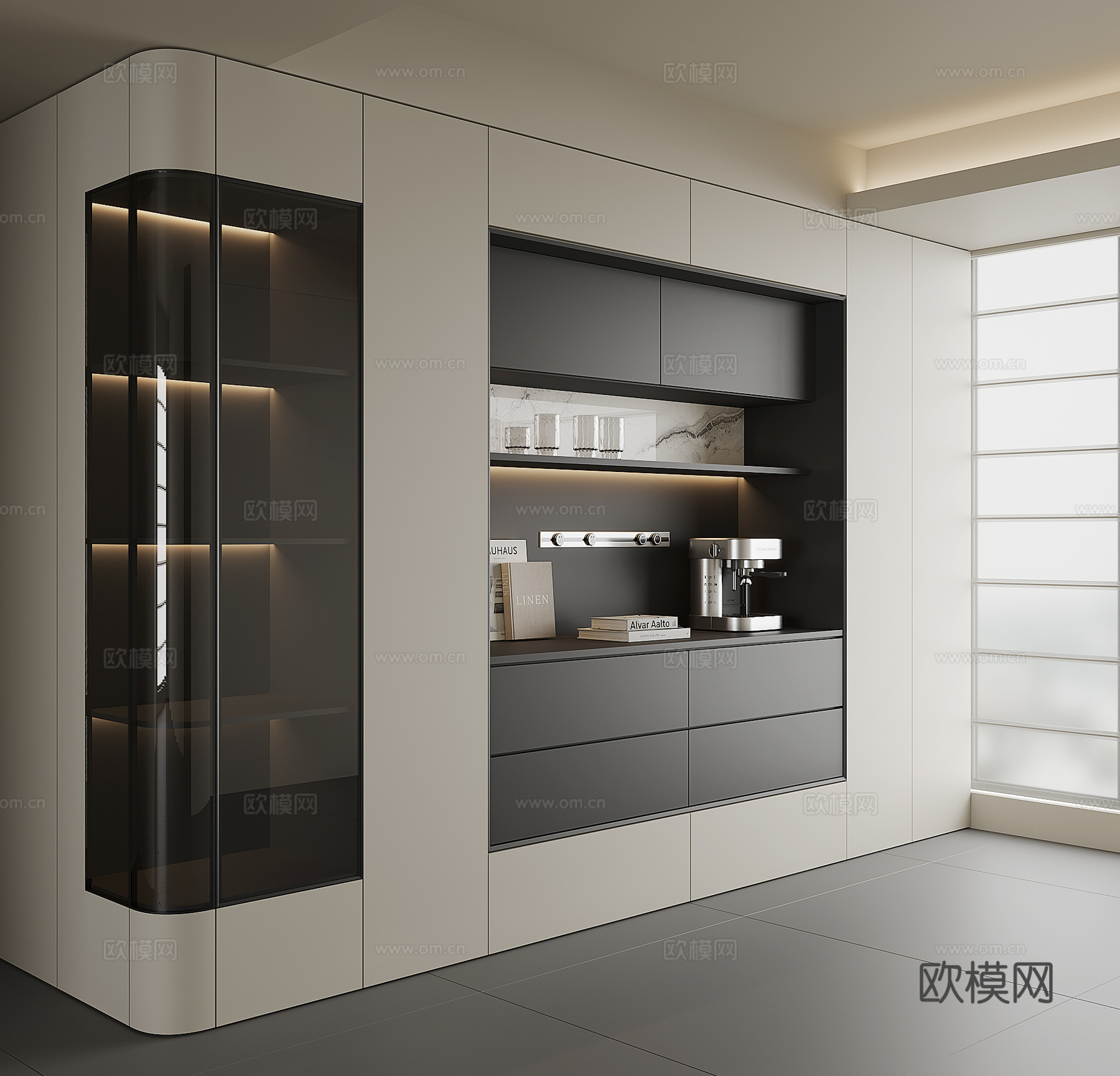 现代家居餐边柜3d模型下载