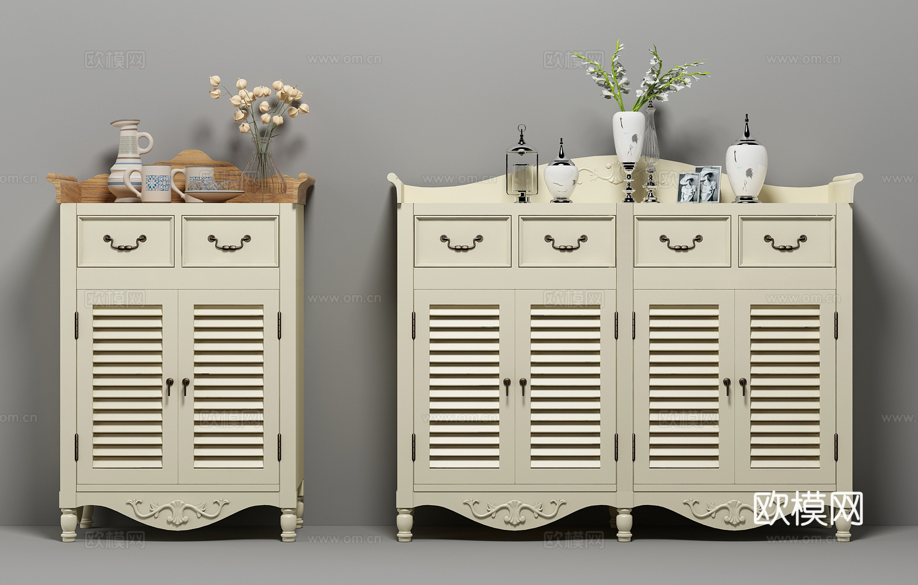 美式现代美式鞋柜组合3d模型下载