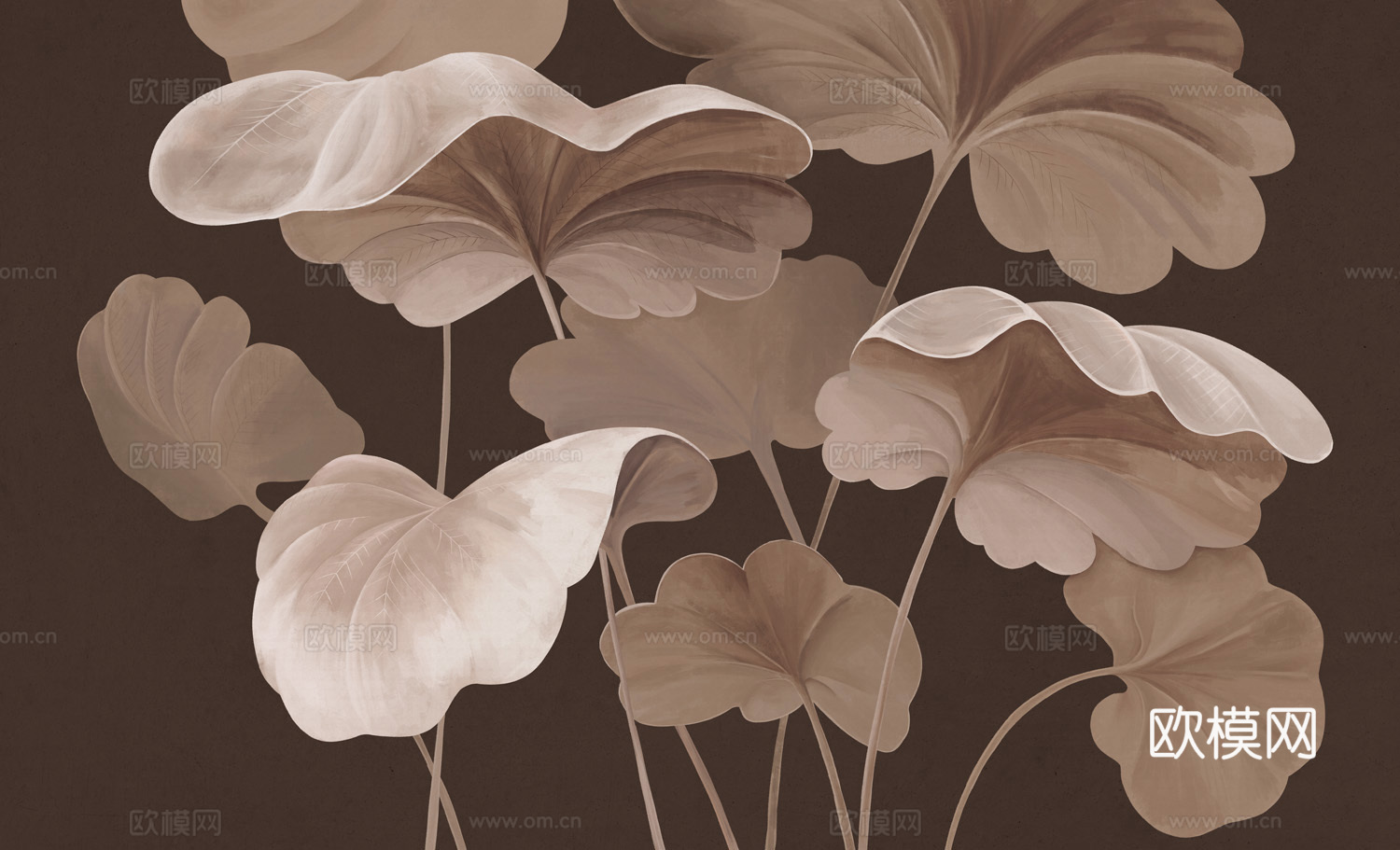 中式新中式花鸟植物壁纸壁画下载