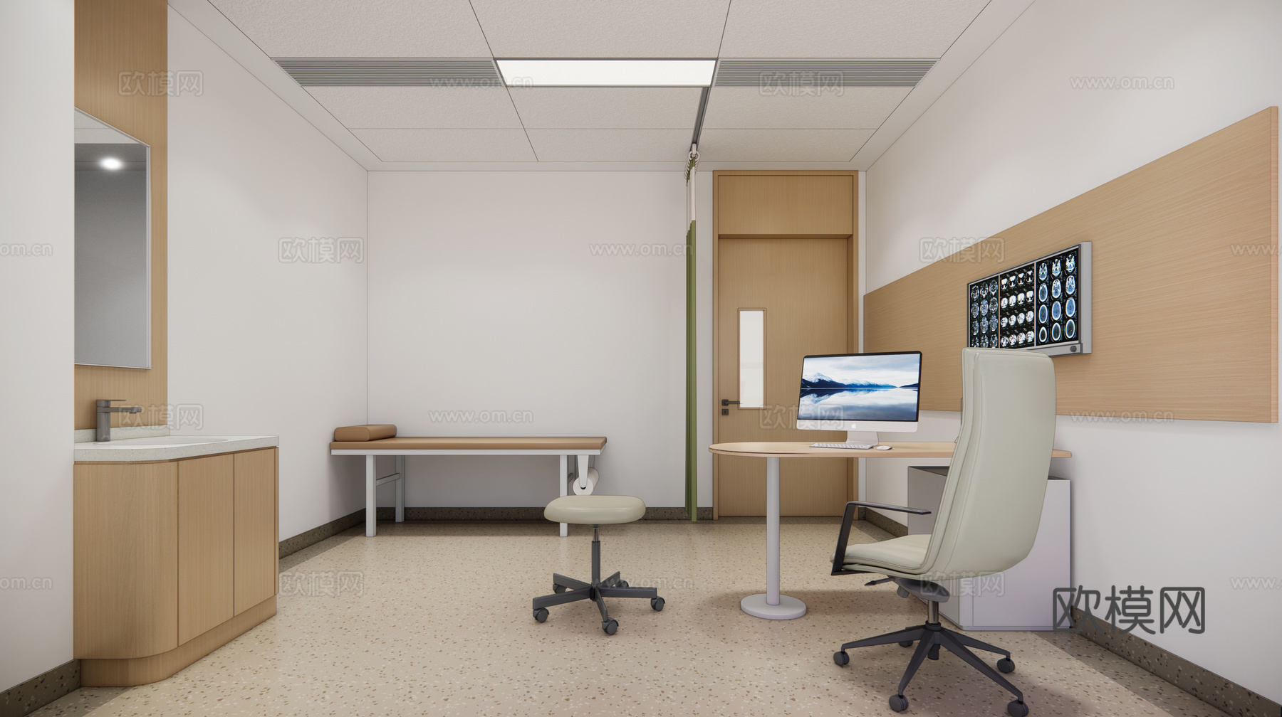 现代医院_医院电梯间_电梯间_过道su模型