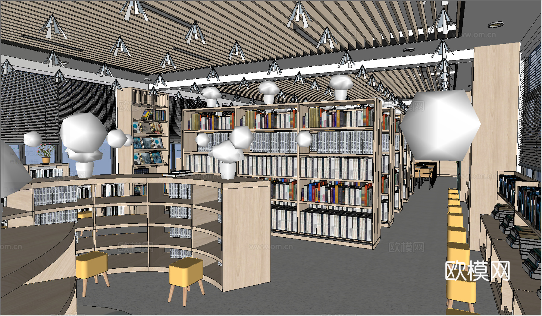 趣味阅读室书店su模型