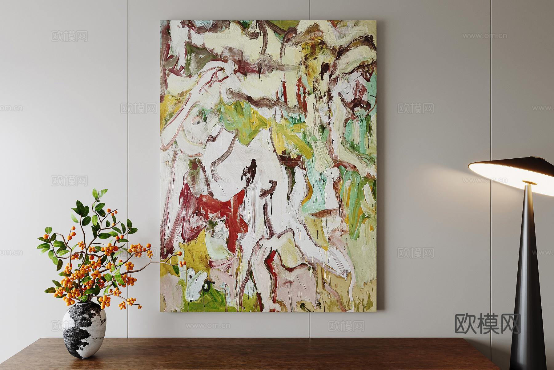 现代抽象挂画su模型