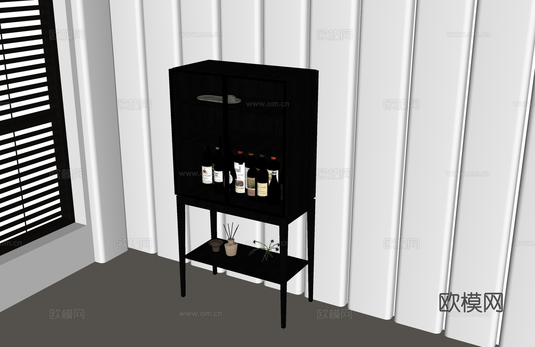 现代酒柜 意式酒柜 现代极简酒柜 现代意式酒柜 意式边柜su模型