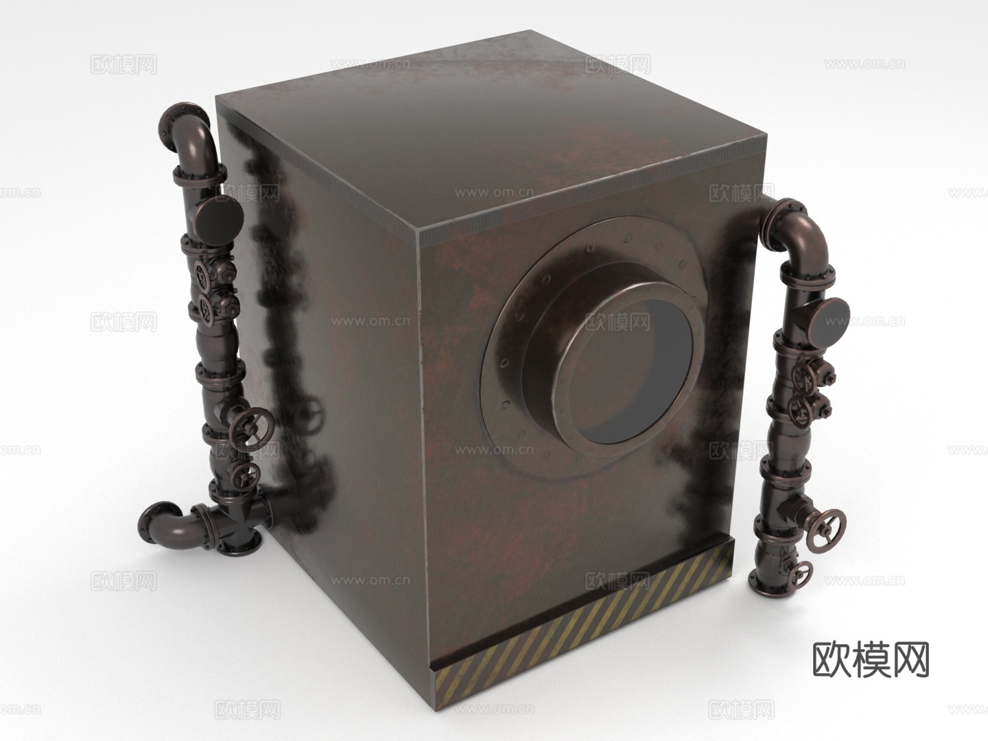 工业设备 管道装置 机械箱体 阀门组件 蒸汽朋克3d模型下载（渲染图1）