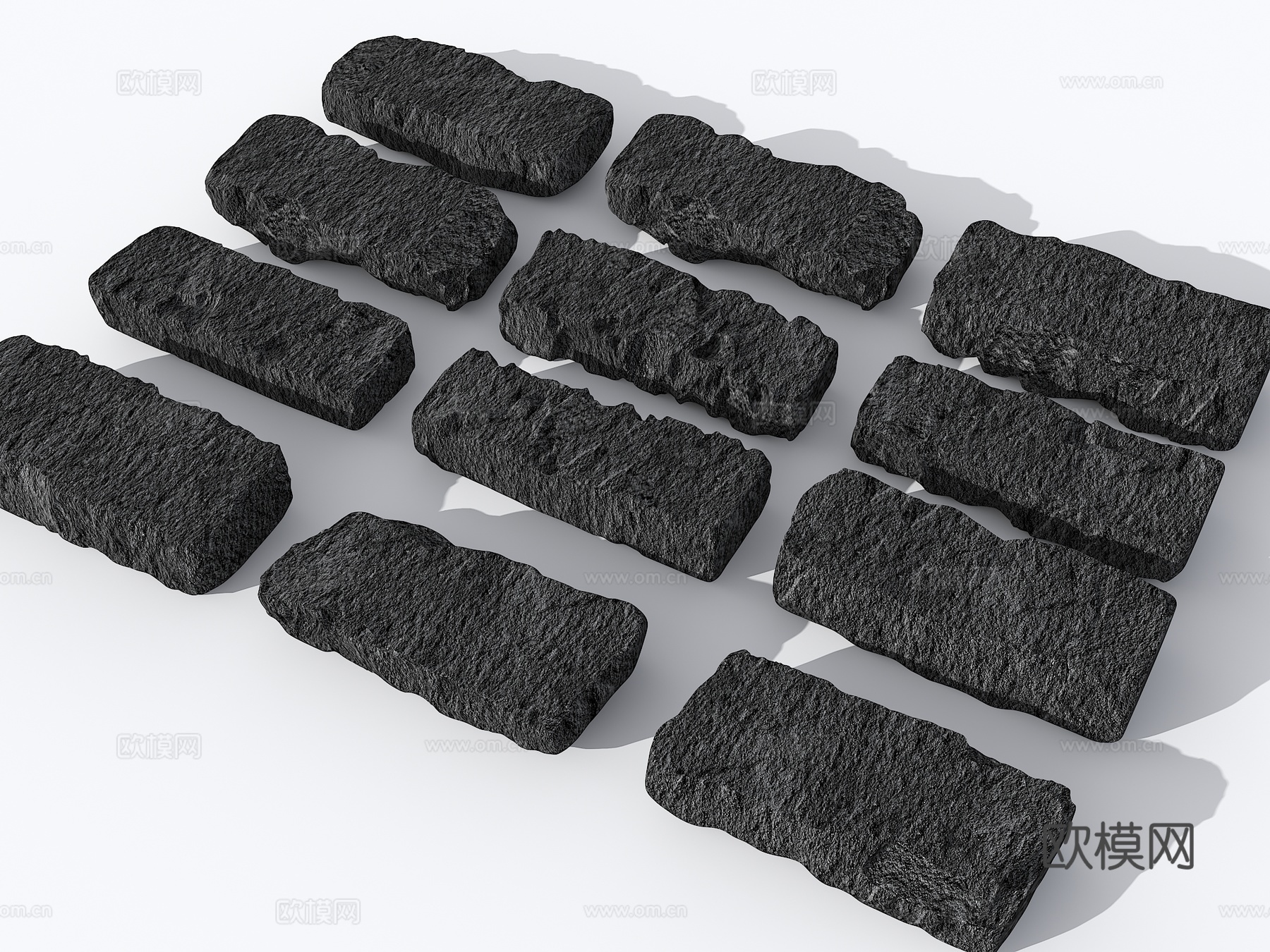 破损石头 景观石头 条石 条石座凳 景石 台阶石头 石块su模型