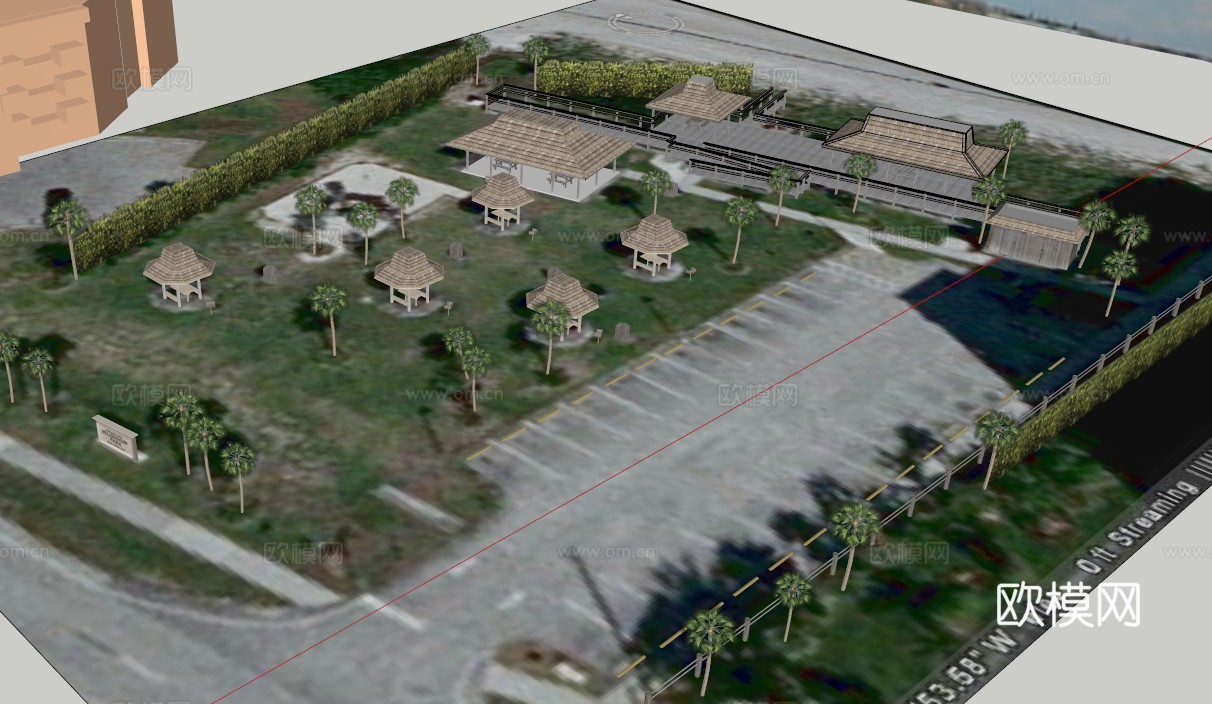 景区公园模型 园林景观模型 广场方案设计 园林方案设计su模型