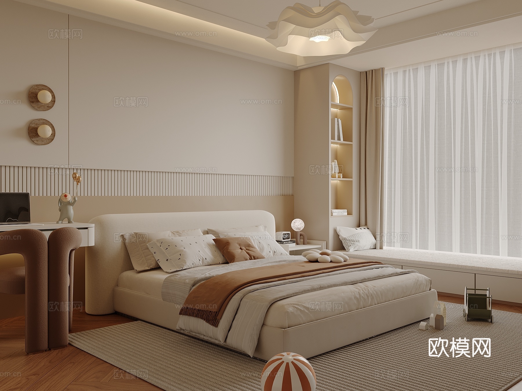 现代卧室 儿童房su模型