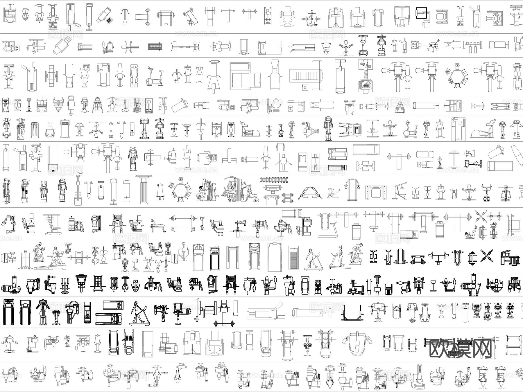 2026年最新超全健身器材运动器械设备CAD图库cad施工图