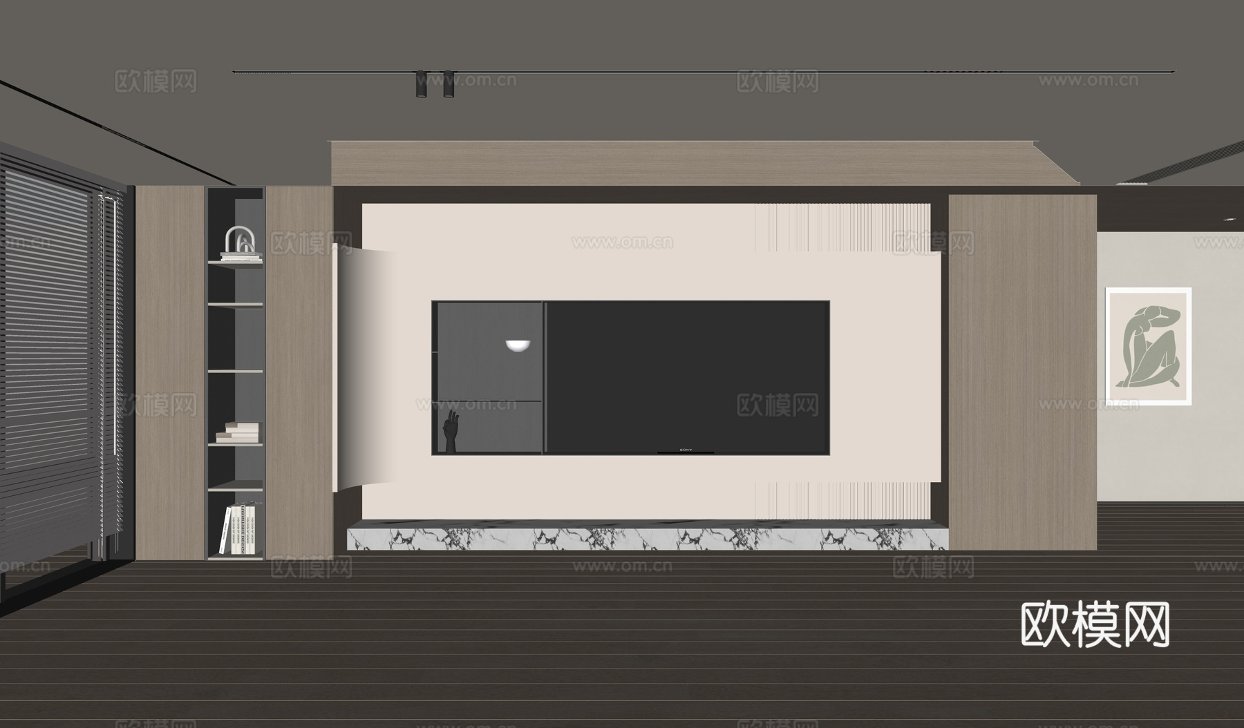 现代客厅 奶油客厅 电视背景墙 客厅背景 奶油风背景墙su模型