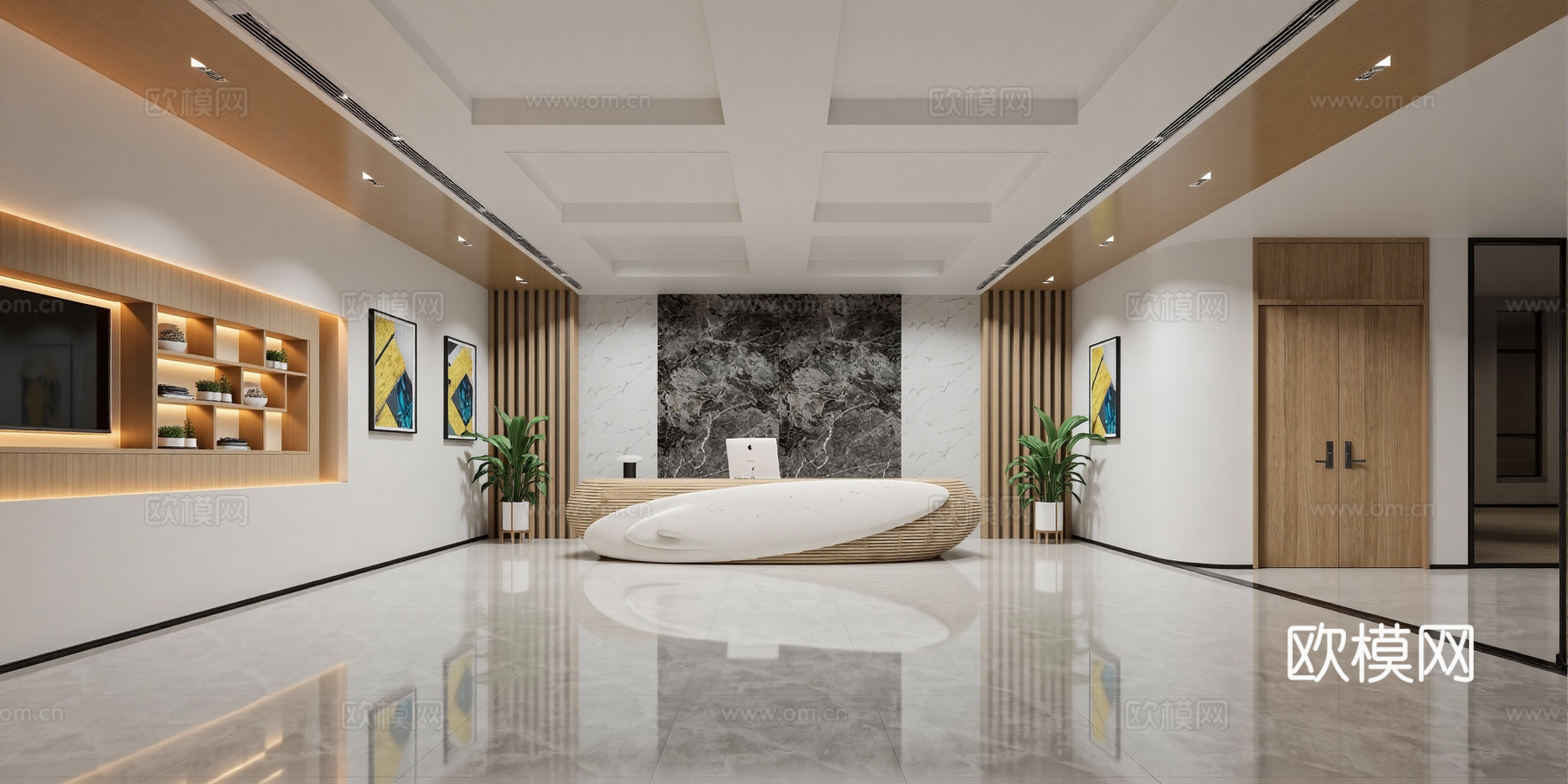 现代大厅  接待区su模型