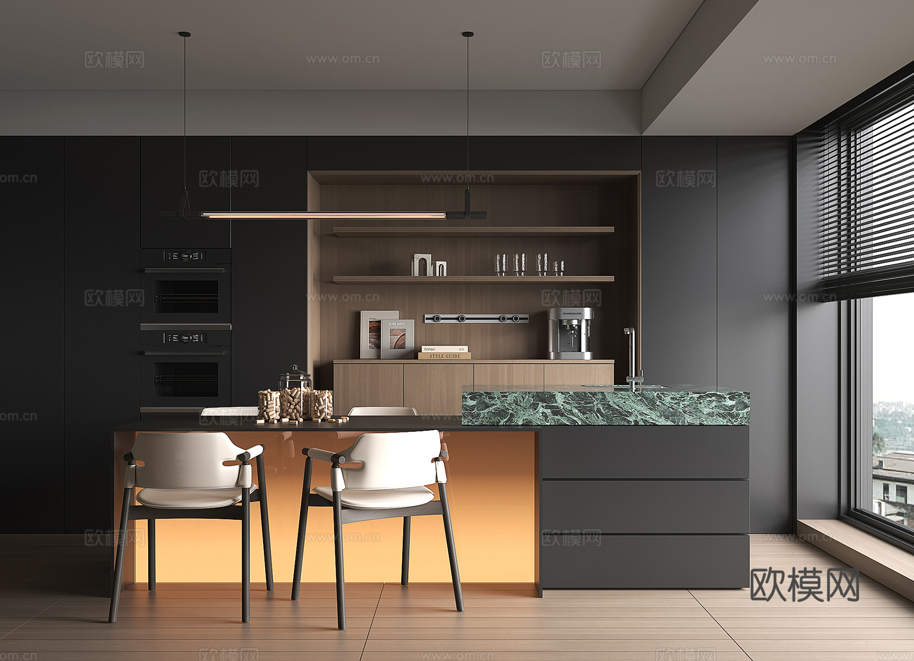 现代家居餐厅su模型