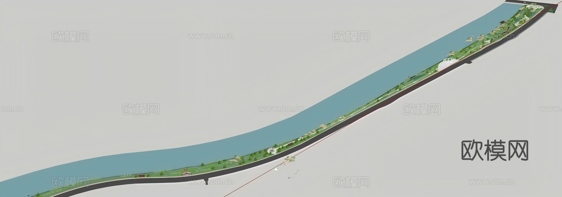 河滨公园模型 园林景观模型 广场方案设计 园林方案设计su模型