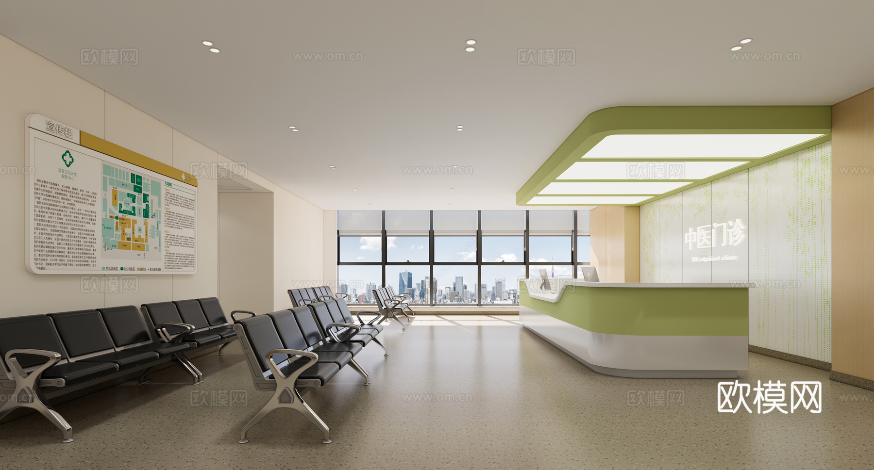 现代医院_医院大厅_候诊区_中医院_分诊台_护士站su模型