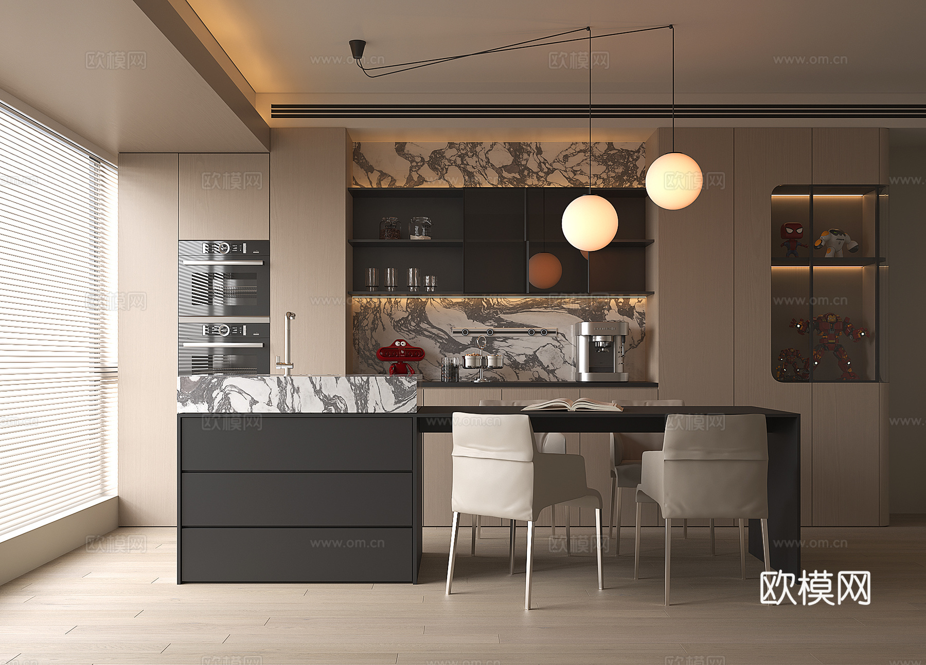 现代家居餐厅su模型