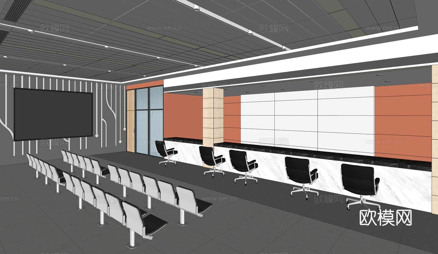 现代大厅  接待区su模型