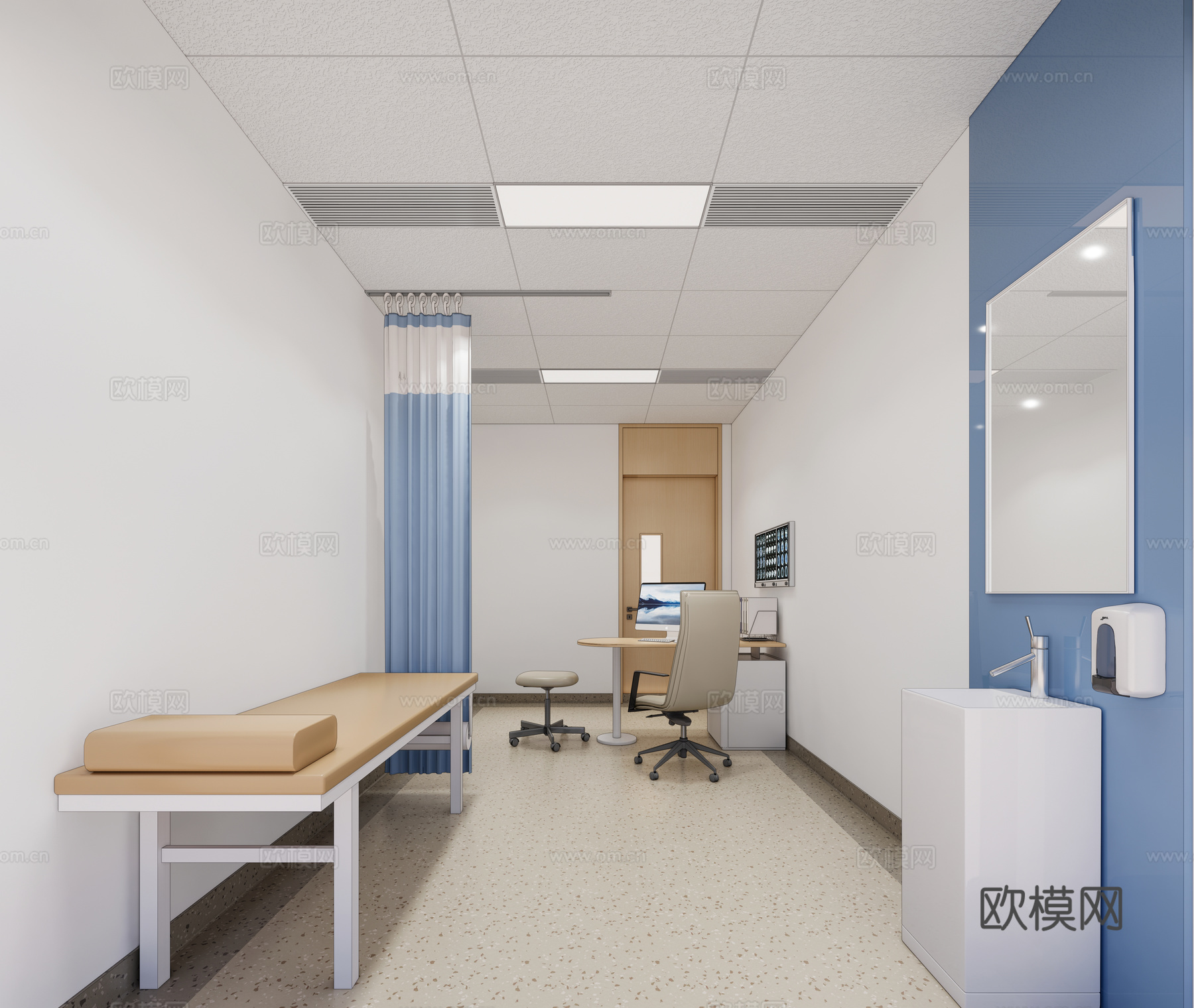 现代医院_医院诊室_诊室_心理咨询室su模型