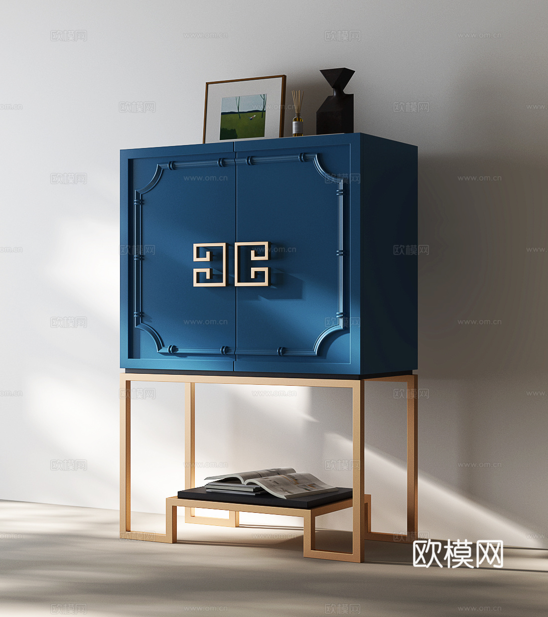 轻奢意式书柜 意式轻奢装饰柜 意式边柜 意式装饰柜 意式玄关su模型