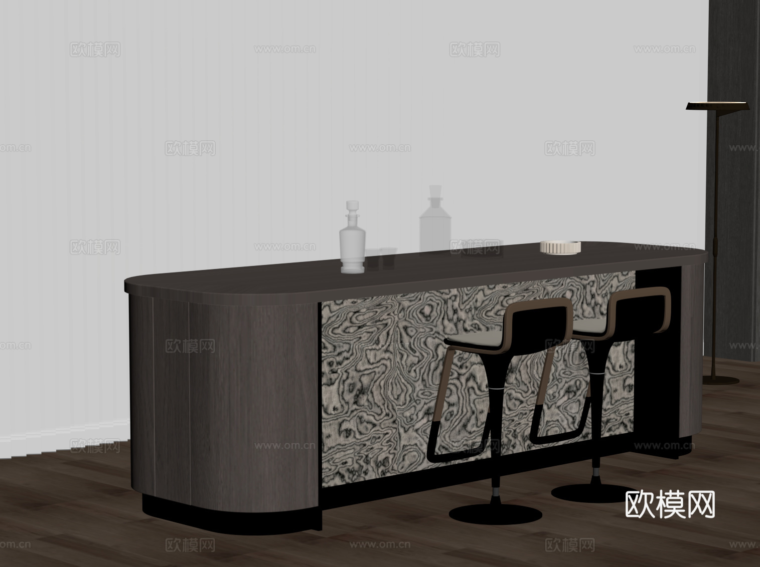 现代岛台 吧椅su模型