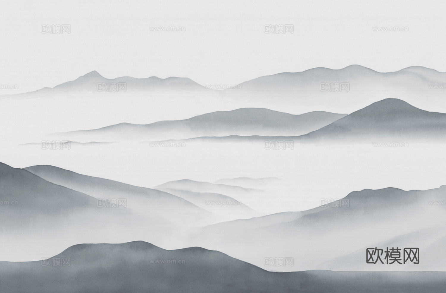 中式新中式水墨山水意境壁纸壁画