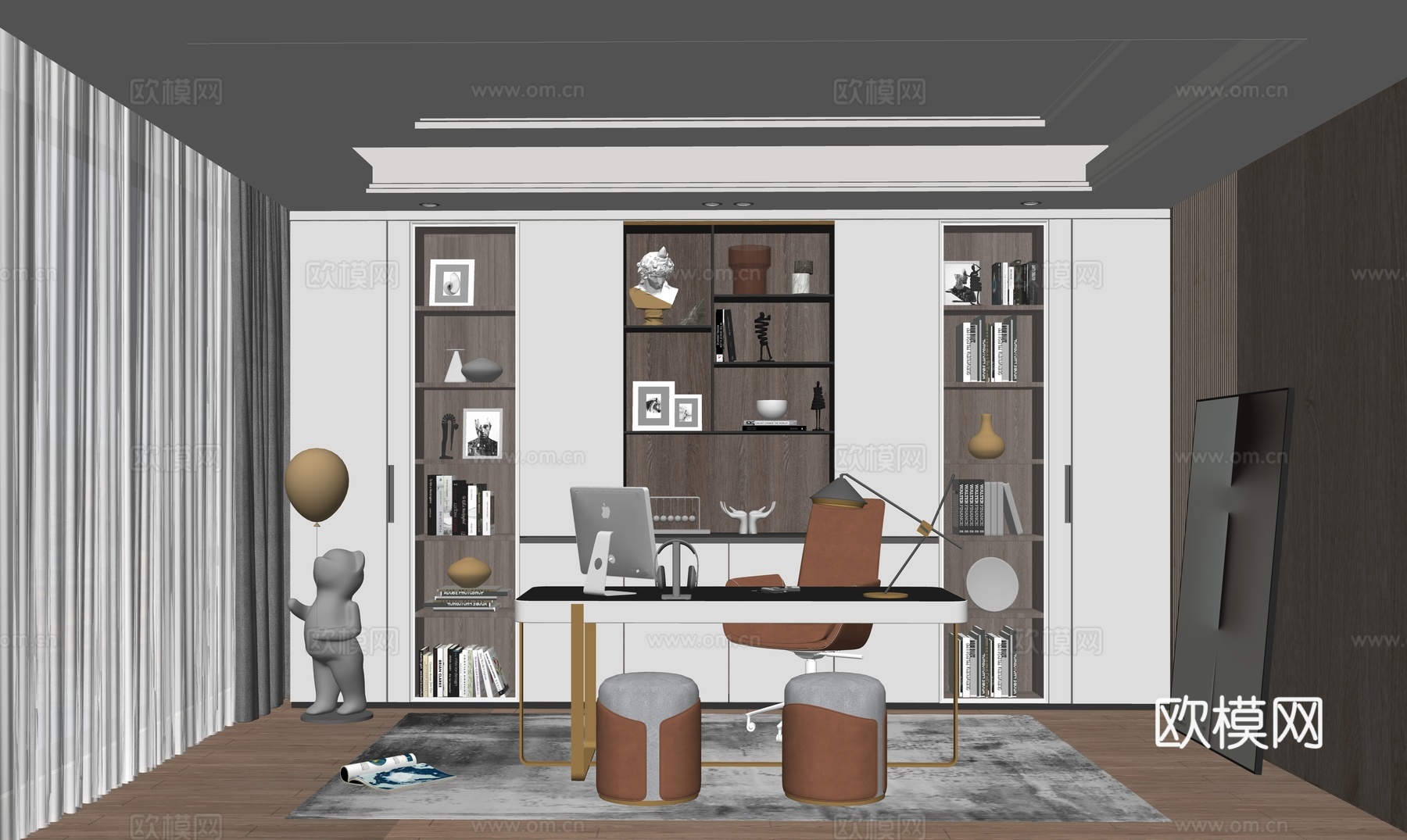 现代家居书房su模型