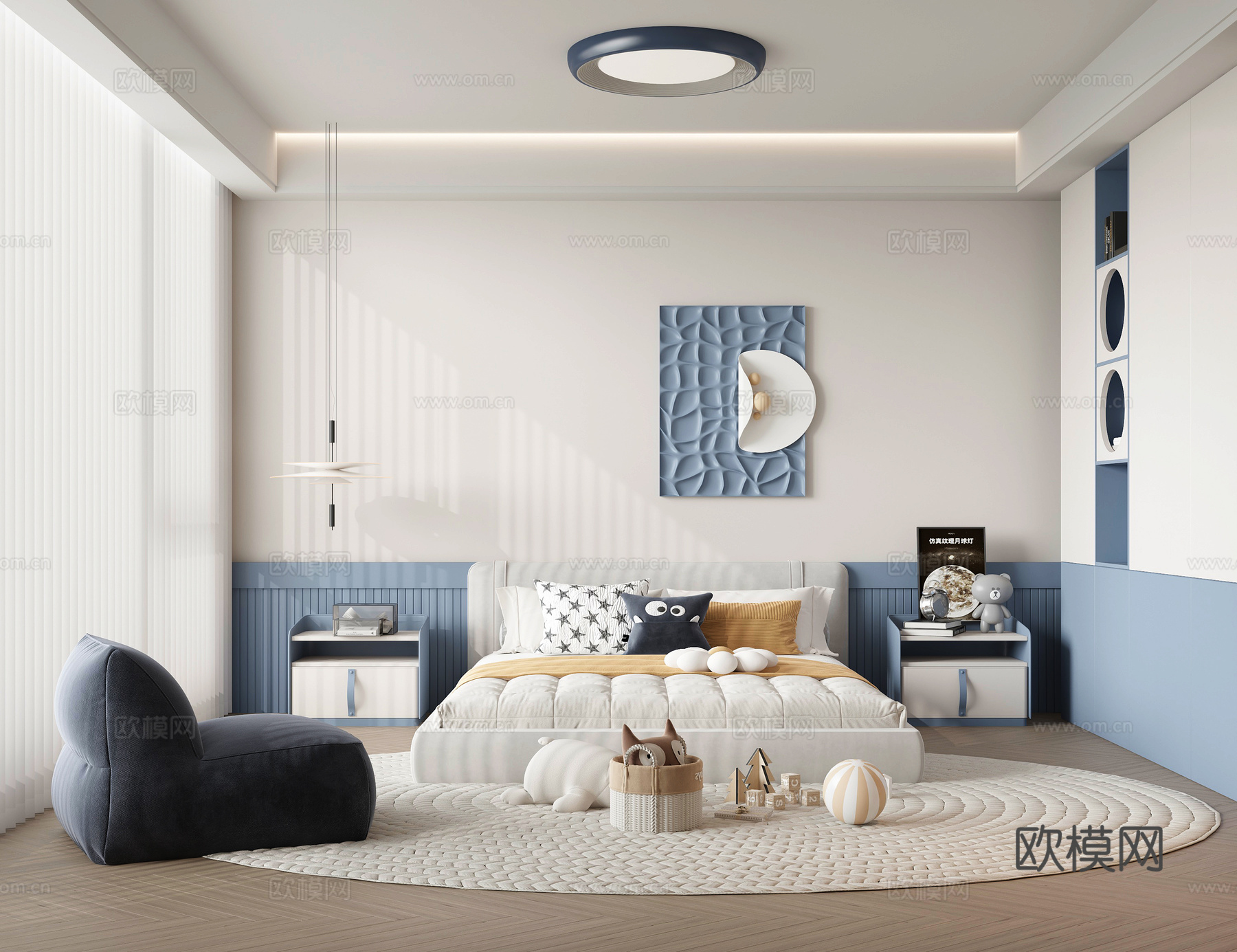 现代儿童房3d模型下载